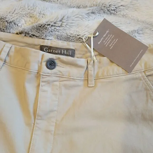 Garnet Hill organic cotton chino wide leg, khaki size 14